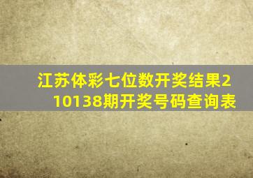 江苏体彩七位数开奖结果210138期开奖号码查询表